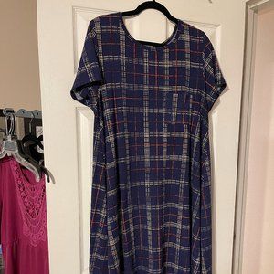 LuLaRoe Size XL Carly Dress - Navy Plaid